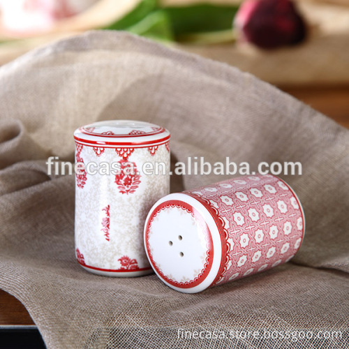 Elegant Fine New Bone China Oil and Vinegar 2 in 1 Bottles and Ceramic Salt Pepper Holder of Oriental Manor